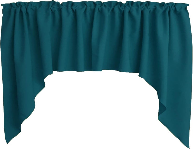 Zen Creative Designs Solid Poplin Swag Window Valance Home Décor Bedroom Nursery Kitchen Window (Dark Teal) - Image 1